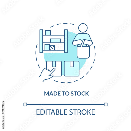Made to stock turquoise concept icon. Customer demand and forecasts. Type of products abstract idea thin line illustration. Isolated outline drawing. Editable stroke. Arial, Myriad Pro-Bold fonts used