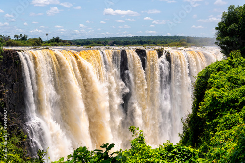 the Zambezi river plunges in a broad front at Victoria falls, Zimbabwe