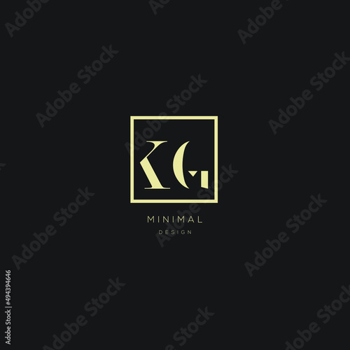 Abstract unique modern minimal alphabet letter icon logo KG