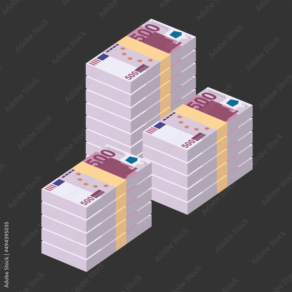 Euro Vector Illustration. Europe money set bundle banknotes. Paper money 500 EUR. Flat style. Isolated on white background. Simple minimal design. Euro Vector Illustration. Europe money set bundle banknotes. Paper money 500 EUR. Flat style. Isolated on white background. Simple minimal design.