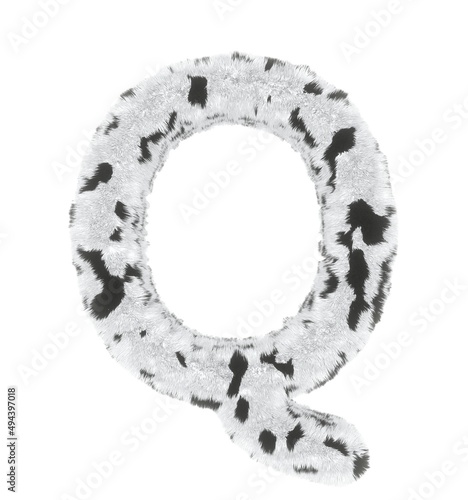 Furry Dalmatian Font Letter Q
