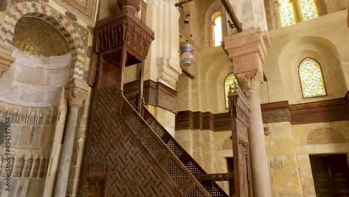 Details of Qalawun complex interior, Cairo in Egypt. Low angle photo
