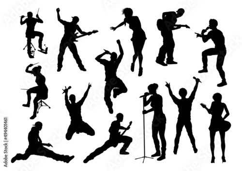 Silhouette Rock or Pop Band Musicians