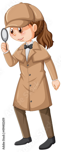 Female detective wearing brown overcoat and hat