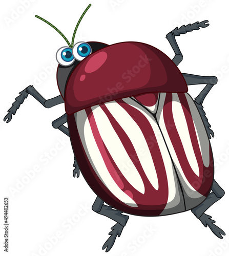 A beetle cartoon character isolated