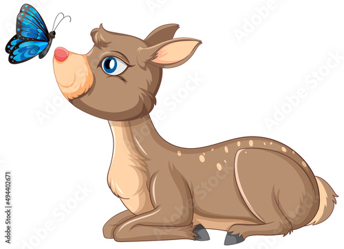 A cute deer on white background