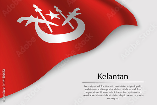 Wave flag of Kelantan is a region of Malaysia photo