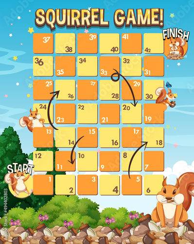 A snake ladder squirrels game template