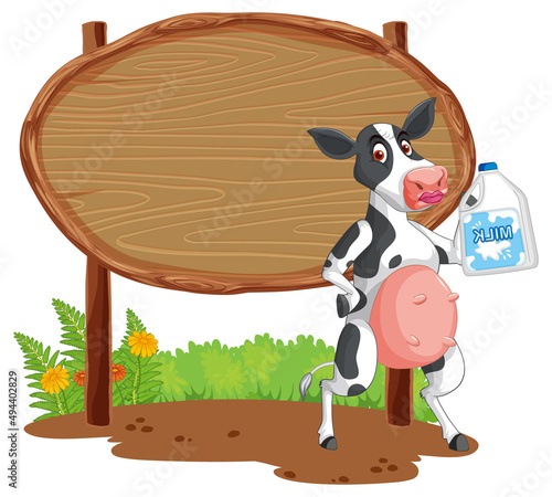 Blank oval wooden signboard with animal
