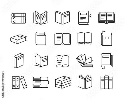 Books Icons - Vector Line. Editable Stroke.  photo