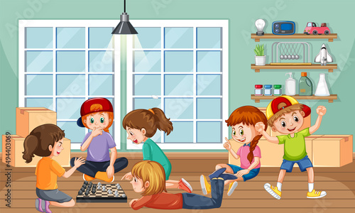 Children playing games in the room
