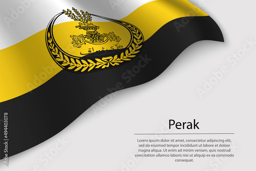 Wave flag of Perak is a region of Malaysia photo