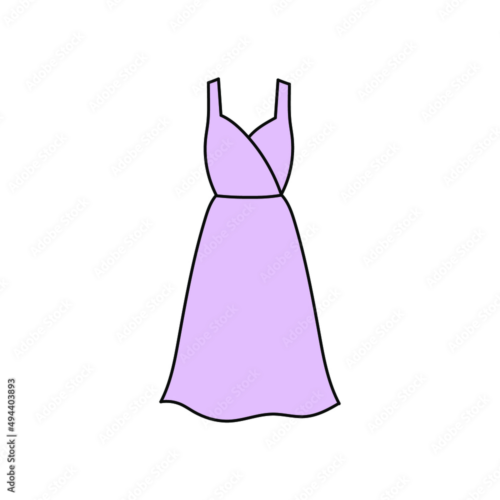 Lilac dress simple vector illustration