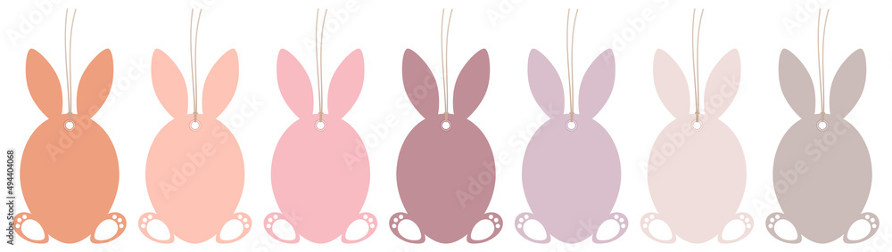 Set Sieben Hängende Anhänger Haseneier Füße Verschiedene Farben Set Sieben Hängende Anhänger Haseneier Füße Verschiedene Farben