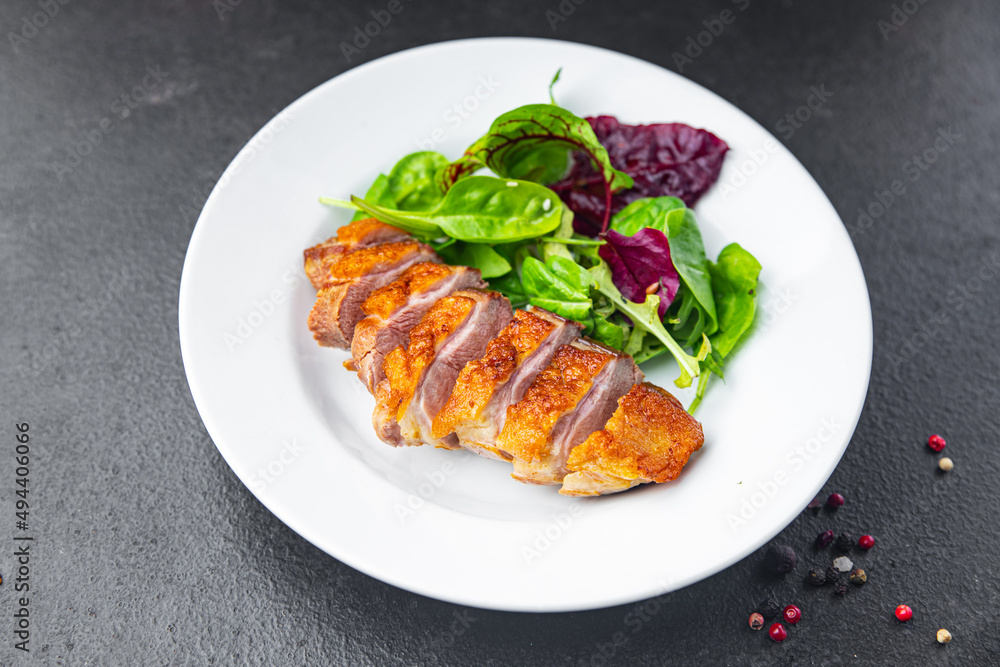 duck breast second course poultry fried meat healthy food fresh meal food snack on the table copy space food background duck breast second course poultry fried meat healthy food fresh meal food snack on the table copy space food background