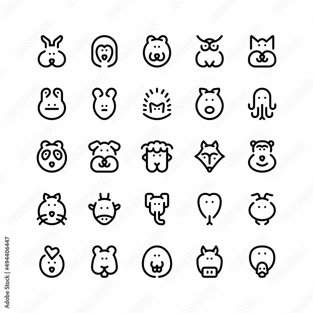 Set of animals pet wild mammals Outline Icon, Logo, and illustration Set of animals pet wild mammals Outline Icon, Logo, and illustration