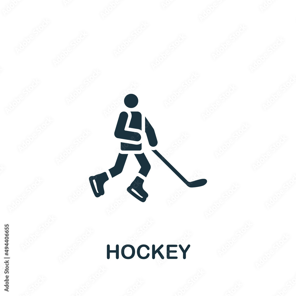 Hockey icon. Monochrome simple icon for templates, web design and infographics