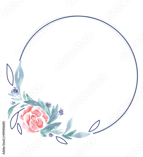 cadre ond fleur aquarelle