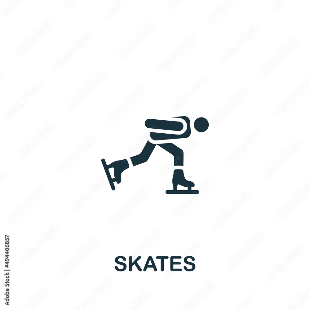 Skates icon. Monochrome simple icon for templates, web design and infographics