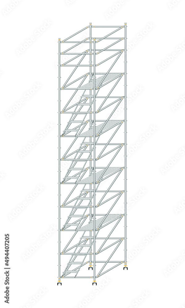 scaffolding, white background, used in construction areas. scaffolding, white background, used in construction areas.