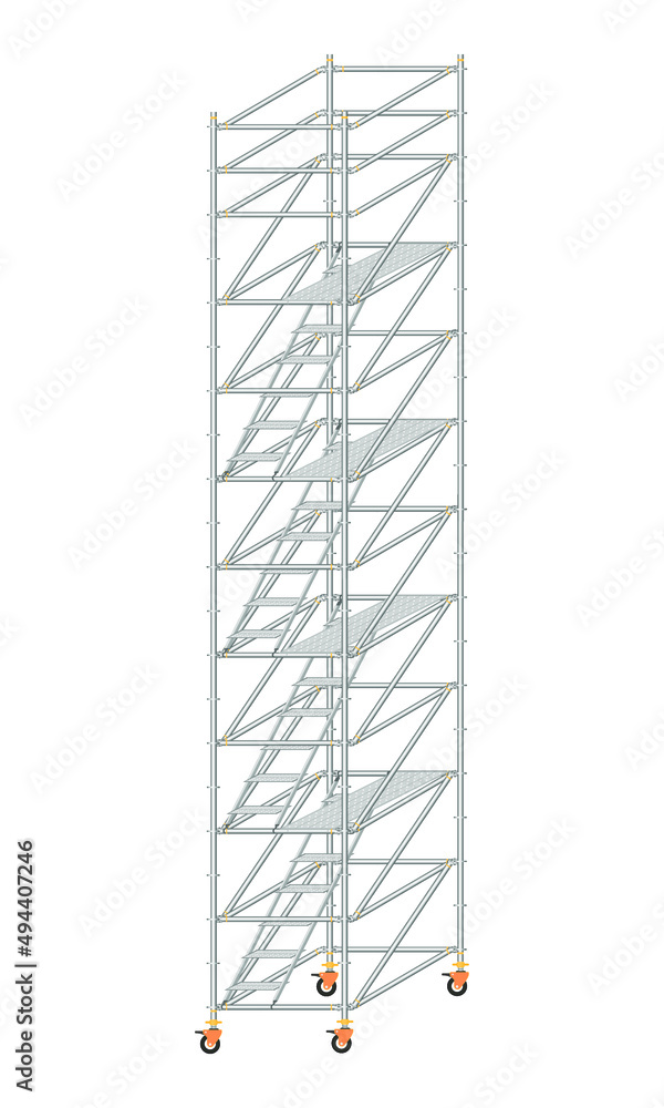 scaffolding, white background, used in construction areas. scaffolding, white background, used in construction areas.