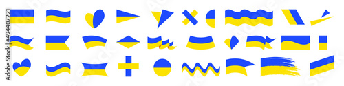 Ukraine flag set. Ukrainian flag with a Pray for Ukraine concept icon. Vector illustration isolated on white background.