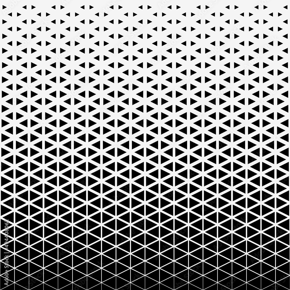 Abstract seamless geometric triangle pattern. Mosaic background of black triangles. Evenly spaced shapes of different sizes. Vector illustration on light gray background Abstract seamless geometric triangle pattern. Mosaic background of black triangles. Evenly spaced shapes of different sizes. Vector illustration on light gray background
