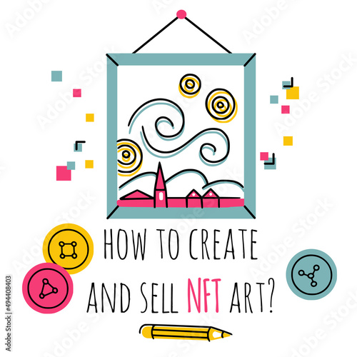 Banner with famous stylized painting as NFT art. Great for banners, on boarding screens, social media and any other web recourses.