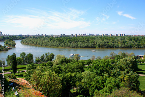 Confluence of the river Sava in Belgrade with the beautiful view