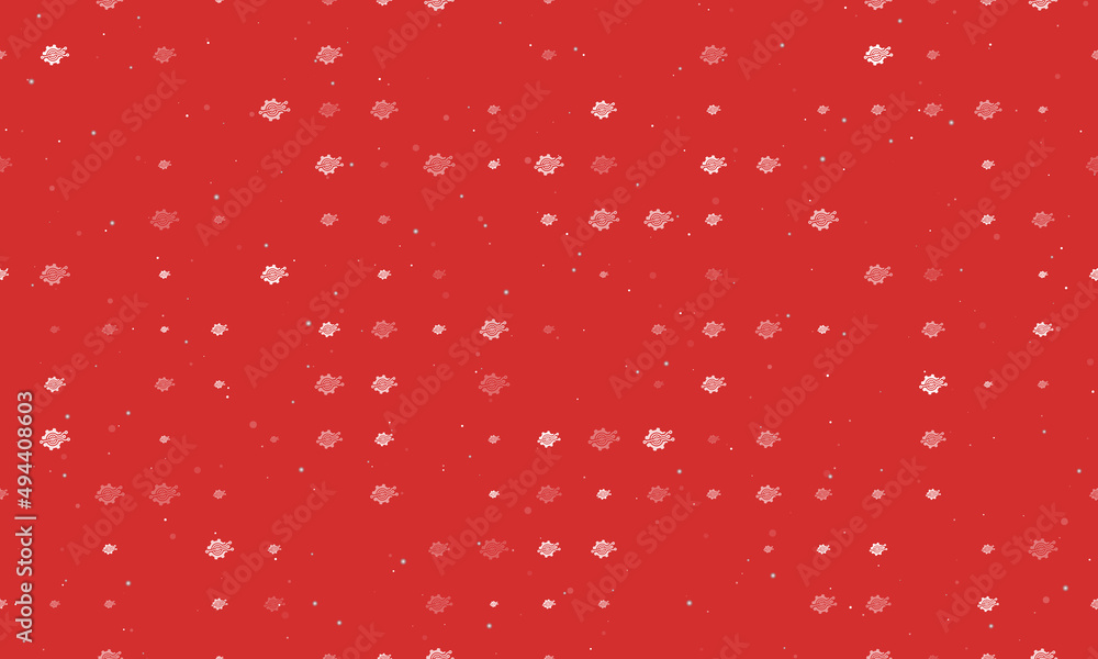 Seamless background pattern of evenly spaced white digital tech symbols of different sizes and opacity. Vector illustration on red background with stars Seamless background pattern of evenly spaced white digital tech symbols of different sizes and opacity. Vector illustration on red background with stars
