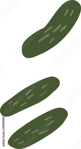 Fresh Cucumbers Cartoon Illustration