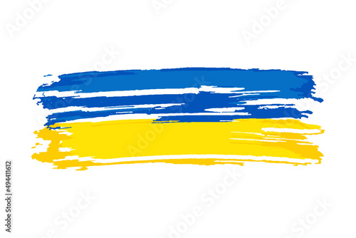 Brush painted grunge flag of country. Independence day of Ukraine. Abstract creative painted grunge brush flag background.Flag of Ukraine on an isolated white background