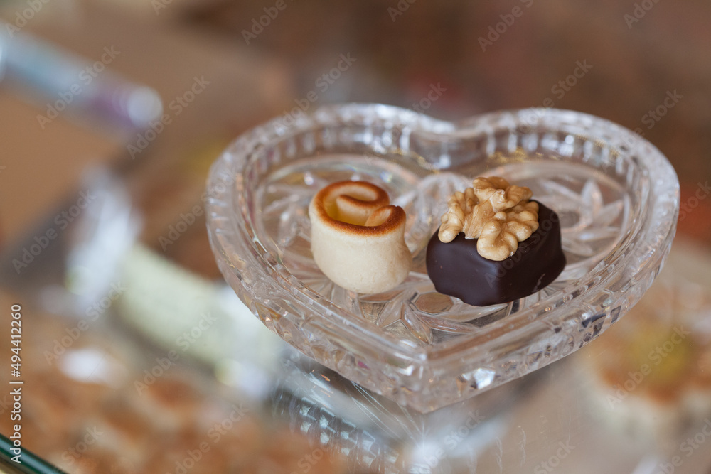 Pastries on a heart shaped plate Pastries on a heart shaped plate