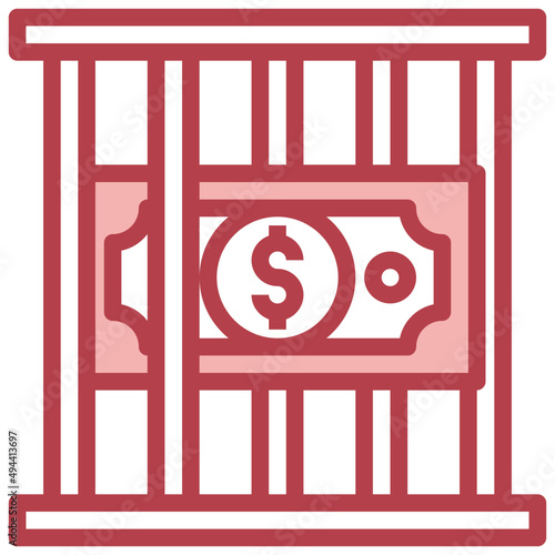 PRISON red line icon,linear,outline,graphic,illustration