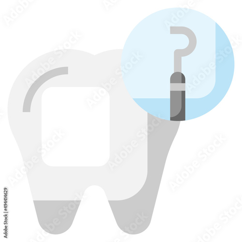 DENTAL PROBE flat icon,linear,outline,graphic,illustration