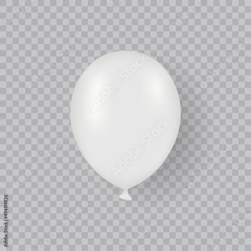 Mockup White Balloon on Transparent Background. Round Ballon Mock Up for Birthday, Party, Anniversary, Festive. Realistic Balloon. Single 3d White Air Ball. Isolated Vector Illustration