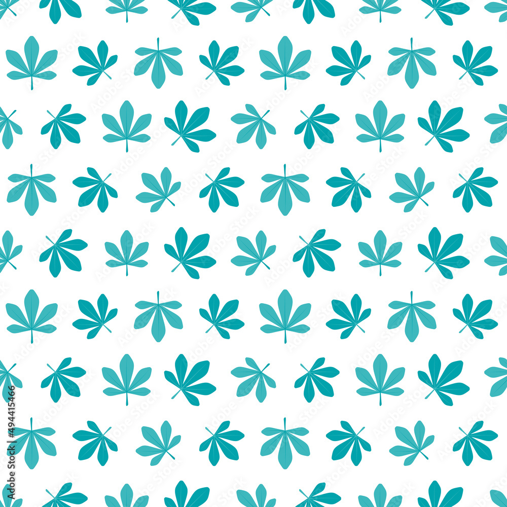 White seamless pattern with blue leaves. White seamless pattern with blue leaves.