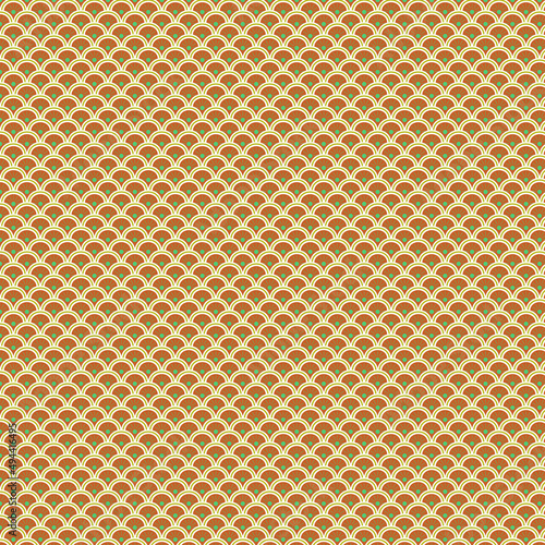 Seamless patterns with round green and brown shapes.