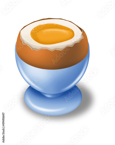 Vector realistic boiled egg cup yolk easter breakfast