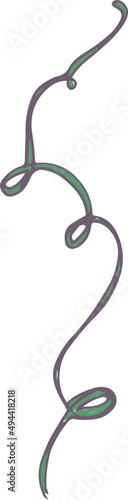 Green Spiral Plant Stem Hand Drawn Illustration