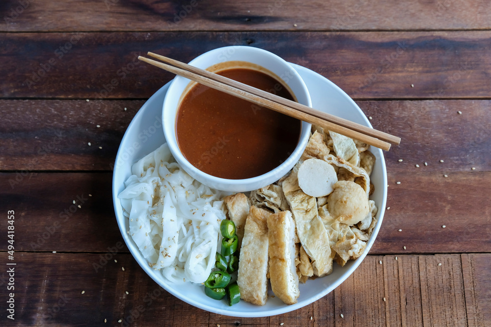 Popular Chinese street food. Yong Tau Foo with Chee Cheong Fun aka