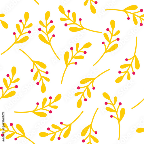 Yellow and pink plant seamless pattern. © FRESH TAKE DESIGN