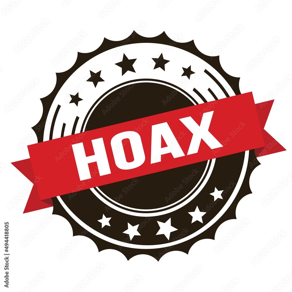 HOAX text on red brown ribbon stamp. HOAX text on red brown ribbon stamp.