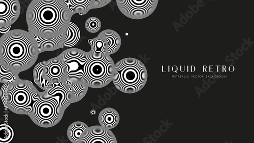 Liquid retro 3D zebra metaball, with organic structure. Abstract vector black and white background. Fluid futurisctic shapes. photo