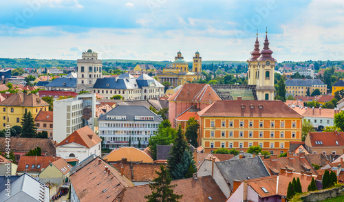 Eger City in Hungary top view at summer