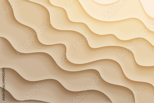 Sand background with wavy pattern. Abstract art beach, desert, coast texture in light beige color. 3d effect design illustration. Vector eps 10