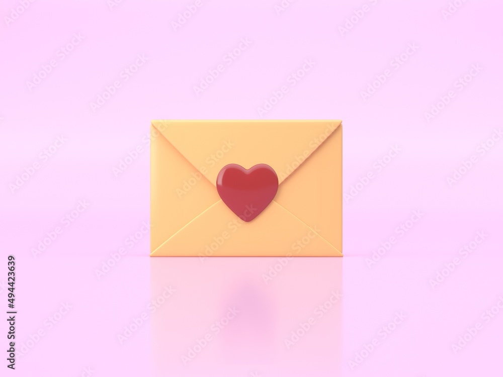 Envelope with 3D heart. 3D render Envelope with 3D heart. 3D render