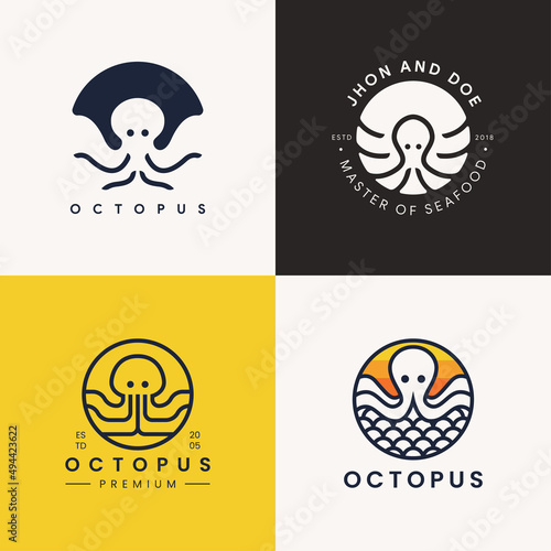set of octopus logo collection template