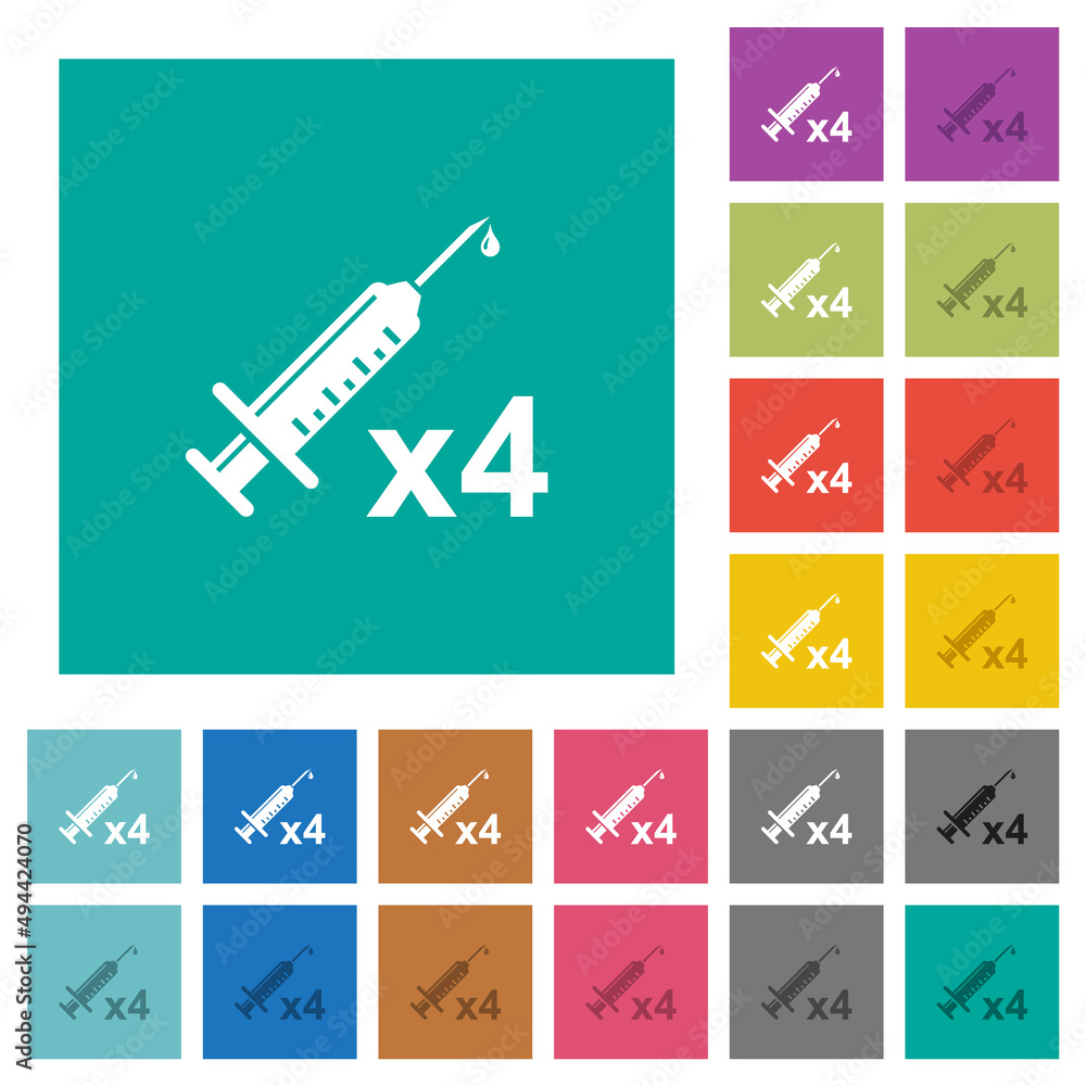 Fourth vaccine dose square flat multi colored icons Fourth vaccine dose square flat multi colored icons