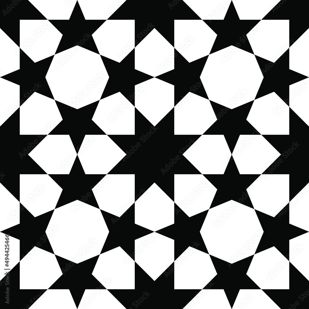 Seamless geometric ornament based on traditional islamic art. Black and white. Seamless geometric ornament based on traditional islamic art. Black and white.